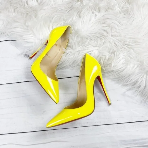 Christian Louboutin Women's Patent Yellow So Kate 120 Pumps Pointed Toe Size 36 - Picture 3 of 14